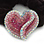 Rhodium Plated Swarovski Crystal Crinkle'Heart' Pony Tail Black Hair Scrunchie - AB/ Pink - view 2