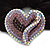 Rhodium Plated Swarovski Crystal Crinkle 'Heart' Pony Tail Black Hair Scrunchie - AB/ Purple/ Amethyst - view 2