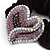 Rhodium Plated Swarovski Crystal Crinkle 'Heart' Pony Tail Black Hair Scrunchie - AB/ Purple/ Amethyst - view 3