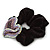 Rhodium Plated Swarovski Crystal Crinkle 'Heart' Pony Tail Black Hair Scrunchie - AB/ Purple/ Amethyst - view 4