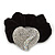 Rhodium Plated Swarovski Crystal Crinkle 'Heart' Pony Tail Black Hair Scrunchie - AB/ Clear
