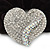 Rhodium Plated Swarovski Crystal Crinkle 'Heart' Pony Tail Black Hair Scrunchie - AB/ Clear - view 2