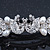 Bridal Wedding Prom Silver Tone Simulated Pearl Crystal 'Love Birds' Barrette Hair Clip Grip - 90mm Width - view 5
