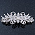 Bridal Wedding Prom Silver Tone Diamante 'Flower' Barrette Hair Clip Grip - 80mm Across - view 10