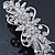 Bridal Wedding Prom Silver Tone Diamante 'Flower' Barrette Hair Clip Grip - 80mm Across - view 5