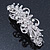 Bridal Wedding Prom Silver Tone Diamante 'Flower' Barrette Hair Clip Grip - 80mm Across - view 6