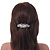 Bridal Wedding Prom Silver Tone Diamante 'Flower' Barrette Hair Clip Grip - 80mm Across - view 4
