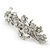 Bridal Wedding Prom Silver Tone Diamante 'Intertwined Flowers' Barrette Hair Clip Grip - 85mm Across - view 10