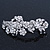 Bridal Wedding Prom Silver Tone Diamante 'Intertwined Flowers' Barrette Hair Clip Grip - 85mm Across - view 8