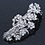 Bridal Wedding Prom Silver Tone Diamante 'Intertwined Flowers' Barrette Hair Clip Grip - 85mm Across - view 7