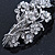 Bridal Wedding Prom Silver Tone Diamante 'Intertwined Flowers' Barrette Hair Clip Grip - 85mm Across - view 9
