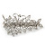 Bridal Wedding Prom Silver Tone Filigree Diamante 'Flower & Leaves' Barrette Hair Clip Grip - 90mm Across