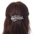 Bridal Wedding Prom Silver Tone Filigree Diamante 'Flower & Leaves' Barrette Hair Clip Grip - 90mm Across - view 2