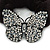 Black Tone Swarovski Crystal 'Butterfly' Pony Tail Black Hair Scrunchie - Clear - view 2