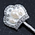2 Vintage Inspired Simulated Pearl Crystal 'Crown' Hair Grips/ Slides In Rhodium Plating - 50mm Across - view 6