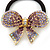 Medium Gold Plated AB/Lavender/Purple Crystal Bow Pony Tail Hair Elastic/Bobble - view 2