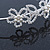 Bridal/ Wedding/ Prom Rhodium Plated Faux Pearl, Crystal Flowers & Leaves Tiara Headband - view 7