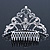 Bridal/ Wedding/ Prom/ Party Rhodium Plated Swarovski Crystal, Simulated Pearl Hair Comb/ Tiara - 10.5cm - view 2