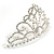Bridal/ Wedding/ Prom/ Party Rhodium Plated Swarovski Crystal, Simulated Pearl Hair Comb/ Tiara - 10.5cm - view 8
