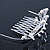 Bridal/ Wedding/ Prom/ Party Rhodium Plated White Simulated Pearl Bead and Swarovski Crystal Mini Hair Comb Tiara - 75mm - view 3