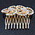 Bridal/ Wedding/ Prom/ Party Gold Plated Clear Swarovski Sculptured Double Flower Crystal Hair Comb - 65mm - view 6
