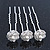 Bridal/ Wedding/ Prom/ Party Set Of 3 Rhodium Plated Crystal Simulated Pearl Rose Flower Hair Pins