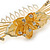 'Calla Lilly' Bridal/ Wedding/ Prom/ Party Gold Plated Clear Swarovski Crystal Floral Hair Comb - 100mm - view 8