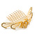 'Calla Lilly' Bridal/ Wedding/ Prom/ Party Gold Plated Clear Swarovski Crystal Floral Hair Comb - 100mm - view 9