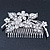 Statement Bridal/ Wedding/ Prom/ Party Rhodium Plated Clear Swarovski Sculptured Floral Crystal Side Hair Comb - 12cm Width - view 7