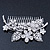 Statement Bridal/ Wedding/ Prom/ Party Rhodium Plated Clear Swarovski Sculptured Floral Crystal Side Hair Comb - 12cm Width - view 2
