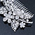 Statement Bridal/ Wedding/ Prom/ Party Rhodium Plated Clear Swarovski Sculptured Floral Crystal Side Hair Comb - 12cm Width - view 3