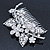 Statement Bridal/ Wedding/ Prom/ Party Rhodium Plated Clear Swarovski Sculptured Floral Crystal Side Hair Comb - 12cm Width - view 8