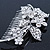 Statement Bridal/ Wedding/ Prom/ Party Rhodium Plated Clear Swarovski Sculptured Floral Crystal Side Hair Comb - 12cm Width - view 9
