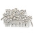 Statement Bridal/ Wedding/ Prom/ Party Rhodium Plated Clear Swarovski Sculptured Floral Crystal Side Hair Comb - 12cm Width - view 6