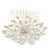 Bridal/ Wedding/ Prom/ Party Rhodium Plated Cluster White Simulated Pearl Bead and Swarovski Crystal Hair Comb - 80mm - view 7