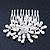 Bridal/ Wedding/ Prom/ Party Rhodium Plated Cluster White Simulated Pearl Bead and Swarovski Crystal Hair Comb - 80mm