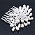 Bridal/ Wedding/ Prom/ Party Rhodium Plated Cluster White Simulated Pearl Bead and Swarovski Crystal Hair Comb - 80mm - view 3