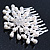 Bridal/ Wedding/ Prom/ Party Rhodium Plated Cluster White Simulated Pearl Bead and Swarovski Crystal Hair Comb - 80mm - view 6