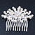 Bridal/ Wedding/ Prom/ Party Rhodium Plated Cluster White Simulated Pearl Bead and Swarovski Crystal Hair Comb - 80mm - view 2