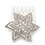 'Shining Star' Rhodium Plated Clear Swarovski Crystal Mini Hair Comb - 45mm - view 4
