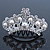 Princess Style Bridal/ Wedding/ Prom/ Party Rhodium Plated Swarovski Crystal and White Simulated Pearl Mini Hair Comb Tiara - 50mm