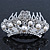 Princess Style Bridal/ Wedding/ Prom/ Party Rhodium Plated Swarovski Crystal and White Simulated Pearl Mini Hair Comb Tiara - 50mm - view 2