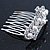 Princess Style Bridal/ Wedding/ Prom/ Party Rhodium Plated Swarovski Crystal and White Simulated Pearl Mini Hair Comb Tiara - 50mm - view 3