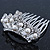 Princess Style Bridal/ Wedding/ Prom/ Party Rhodium Plated Swarovski Crystal and White Simulated Pearl Mini Hair Comb Tiara - 50mm - view 4