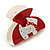 Red, White Acrylic Crystal 'Dog' Hair Claw - 60mm Width - view 2