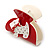 Red, White Acrylic Crystal 'Dog' Hair Claw - 60mm Width - view 9