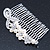 Bridal/ Wedding/ Prom/ Party Rhodium Plated Clear Austrian Crystal, Simulated Pearl Floral Hair Comb - 85mm - view 2