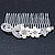 Bridal/ Wedding/ Prom/ Party Rhodium Plated Clear Austrian Crystal, Simulated Pearl Floral Hair Comb - 85mm - view 8