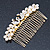 Bridal/ Wedding/ Prom/ Party Gold Plated Clear Crystal, Simulated Pearl 'Double Peacock' Hair Comb - 95mm
