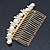 Bridal/ Wedding/ Prom/ Party Gold Plated Clear Crystal, Simulated Pearl Butterfly Hair Comb - 95mm - view 12